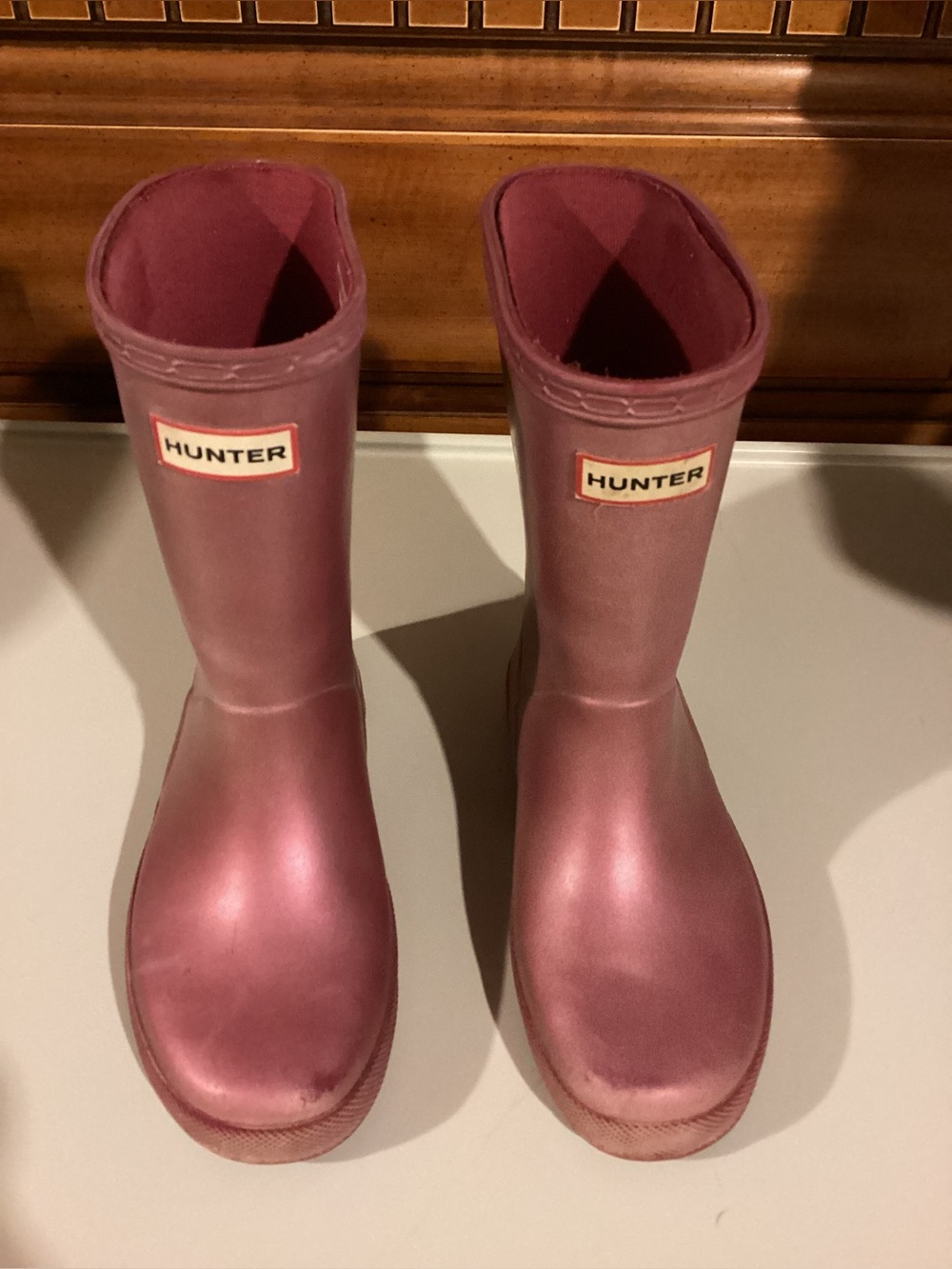 Hunter Classic Kids 12 Rain Boots Dark Pink Burgundy